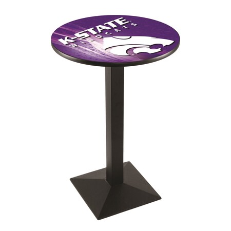 Holland Bar Stool Co 42" Blk Wrinkle Kansas State Pub Table, 28" dia. Top L217B4228KnsasS-D2